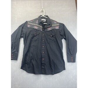 Western Pearl snap shirt men xl aztec Ranch and Town  Black Cowboy vintage